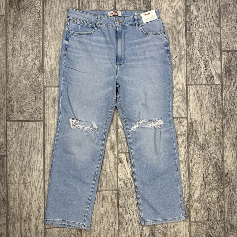 Wrangler Women's High Rise True Straight Fit Crop Jeans Size 12 Blue Denim 25x30